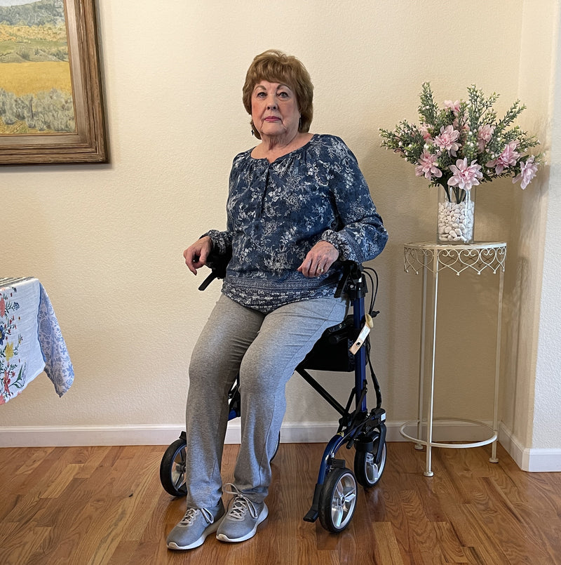 Folding Rollator – Stylish, Functional & Lightweight Mobility Aid for Seniors | All-Terrain Walker with Resting Seat, Storage Bag & Safety Brakes for Indoor & Outdoor Use